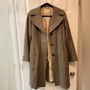 Banana Republic Taupe Wool Blend Fully Lined Coat with Belt Size M